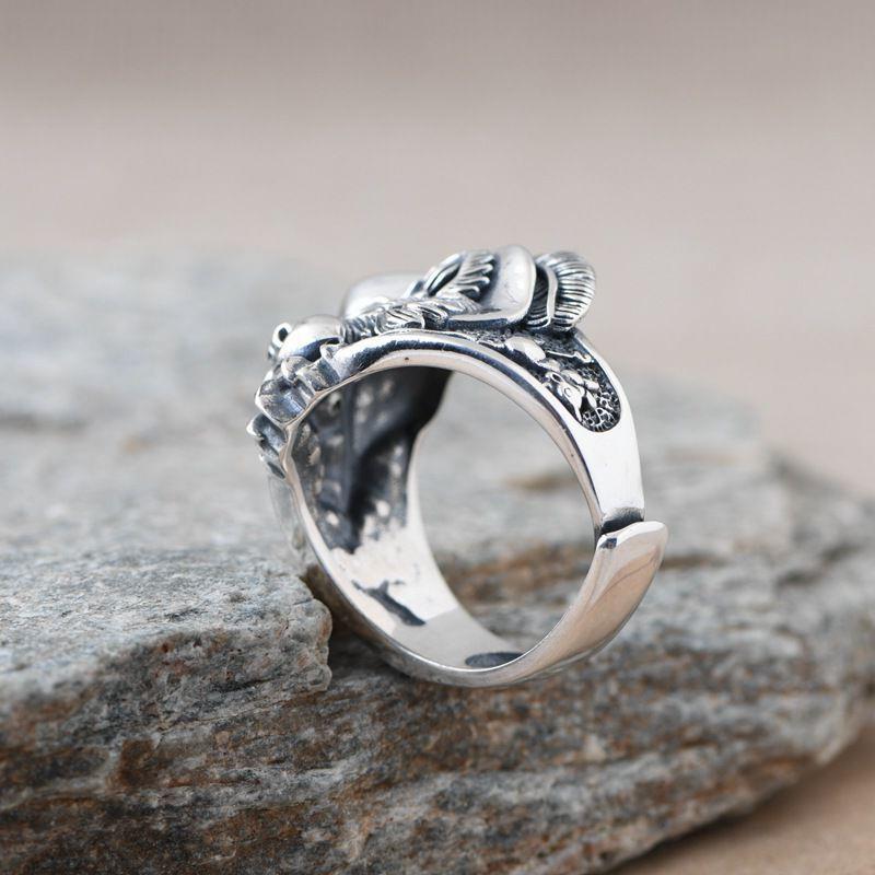 Wholesale Vintage Cat Feather Metal Rings